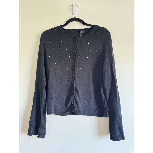 Charlotte Tarantola Sweaters - Charlotte Tarantola Black Embellished‎ Cardigan Sweater Women’s Large